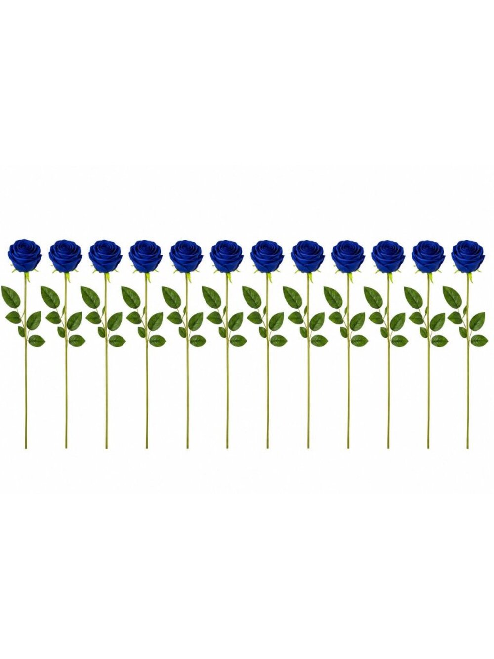 Royal Blue Artificial Rose Stems Set of 12 20 Inch Velvet Touch Faux Flowers